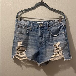 Good American Blue Distressed Jean Shorts
